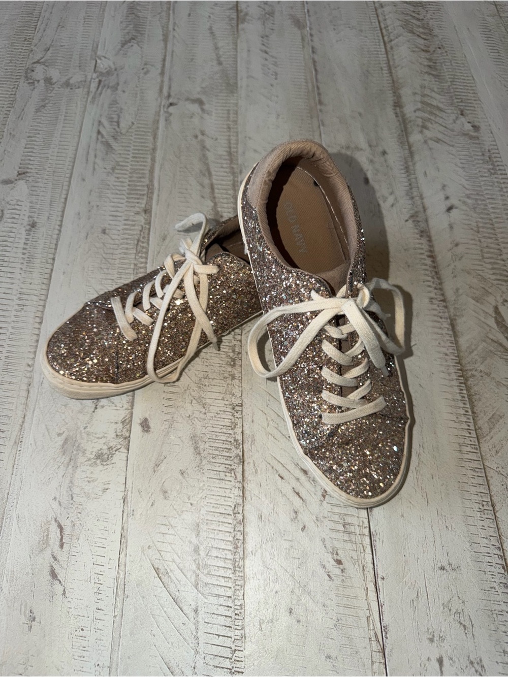 Old Navy Women’s Size 6 Glitter Sneakers - Taupe